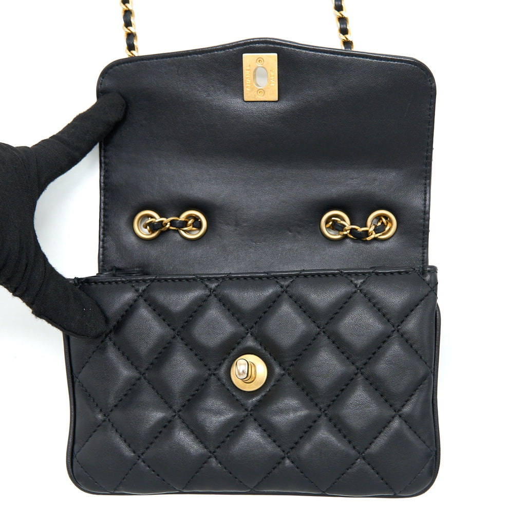 Chanel Seasonal Flap Bag Lambskin Black Brushed