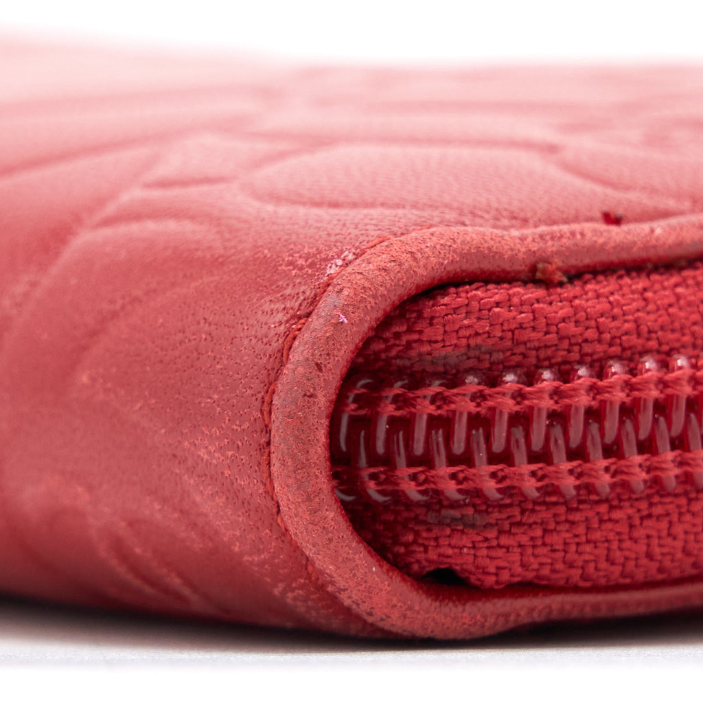 Chanel Camellia Long Wallet Lambskin Red