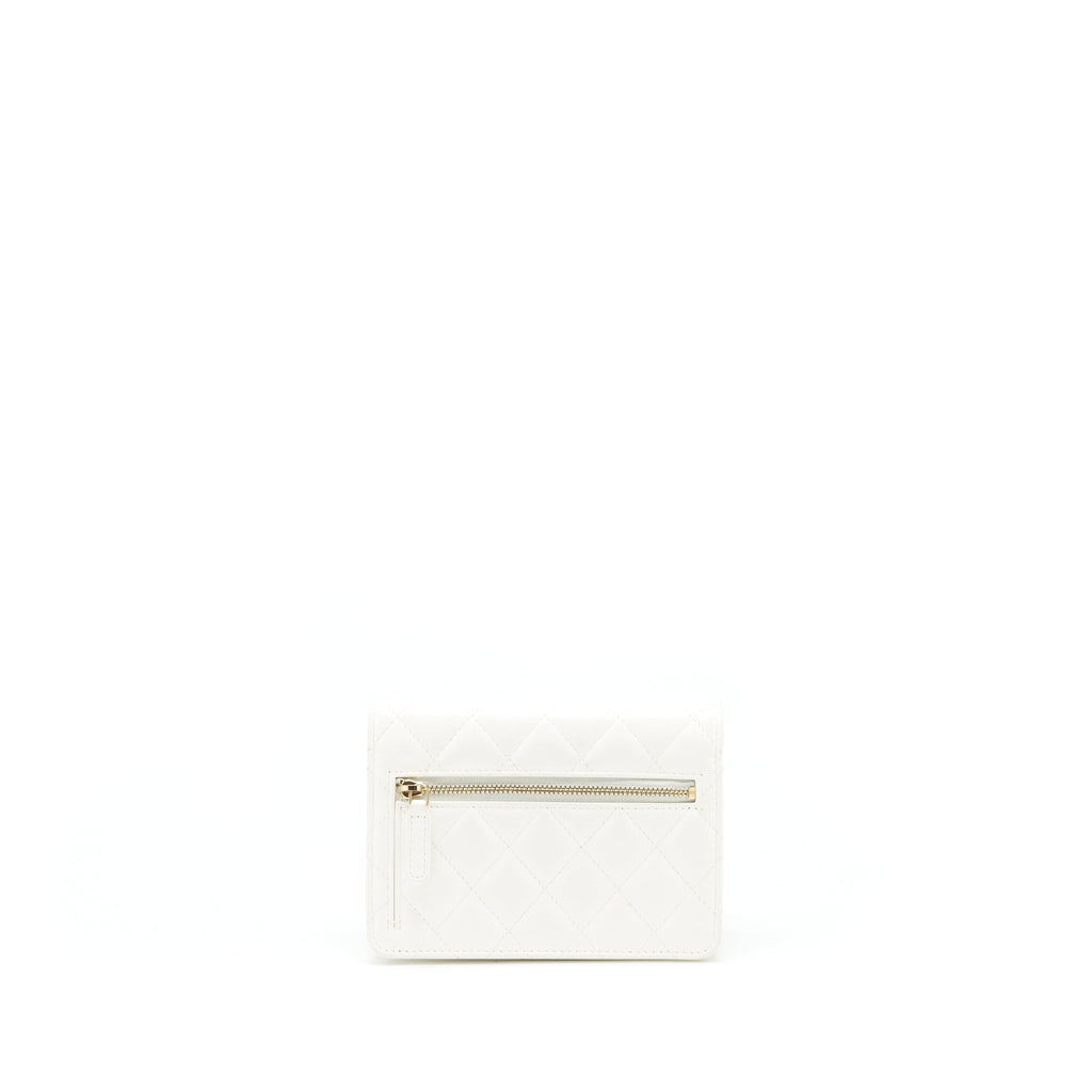 Chanel Ruffles Mini Wallet On Chains White