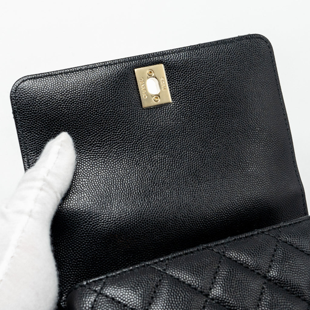 Chanel Mini Coco Handle with Lizard Embossed Handle Caviar Black L (microchip)