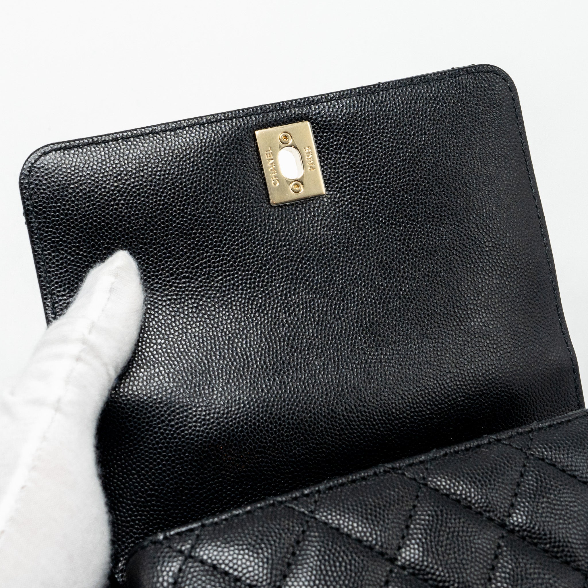 Chanel Mini Coco Handle with Lizard Embossed Handle Caviar Black L (microchip)