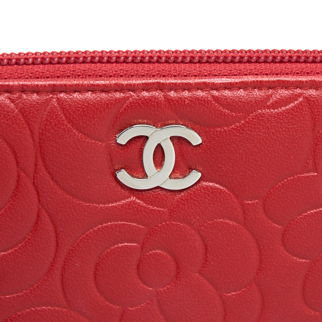 Chanel Camellia Long Wallet Lambskin Red