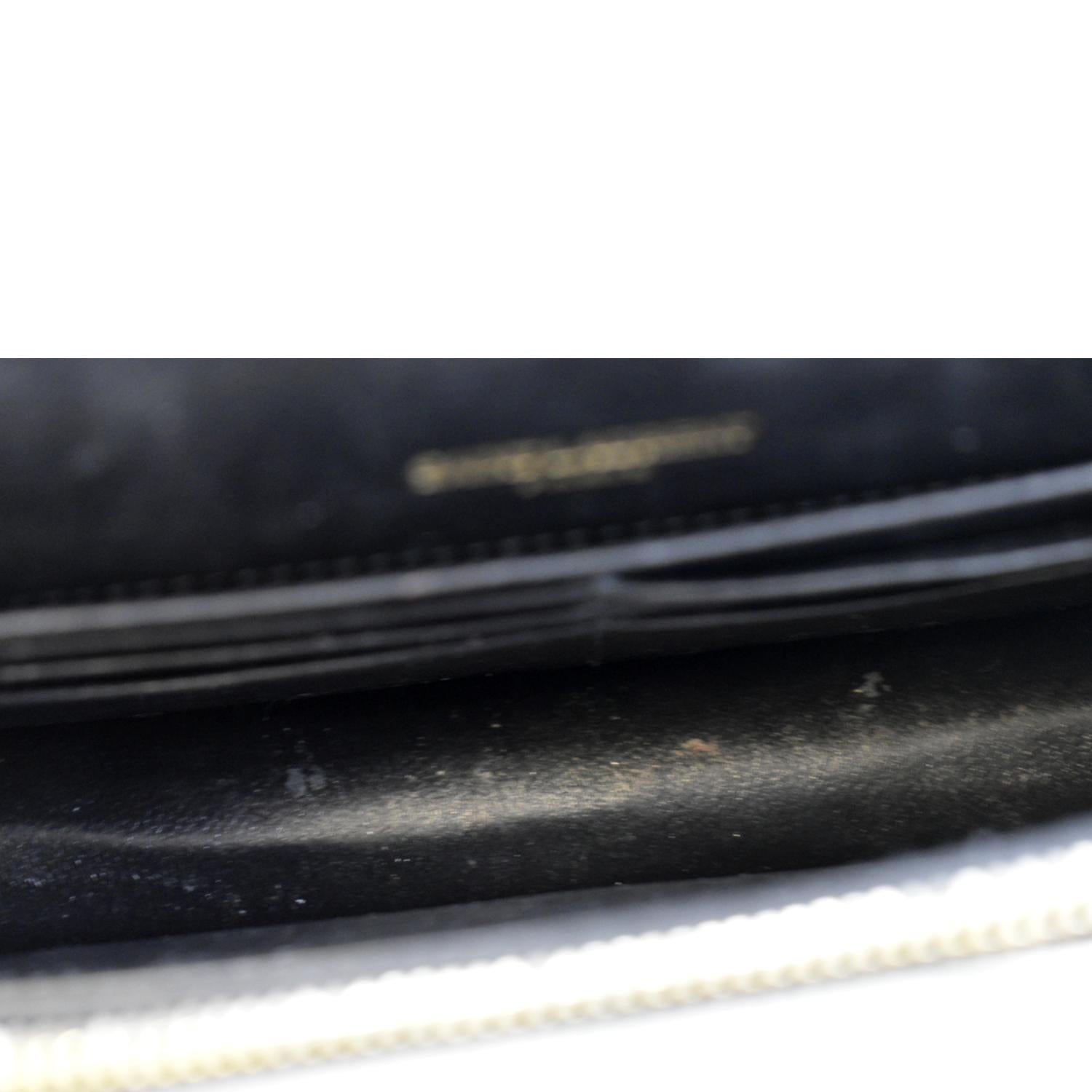 YVES SAINT LAURENT Kate Crocodile Embossed Patent Leather Shoulder Bag Black