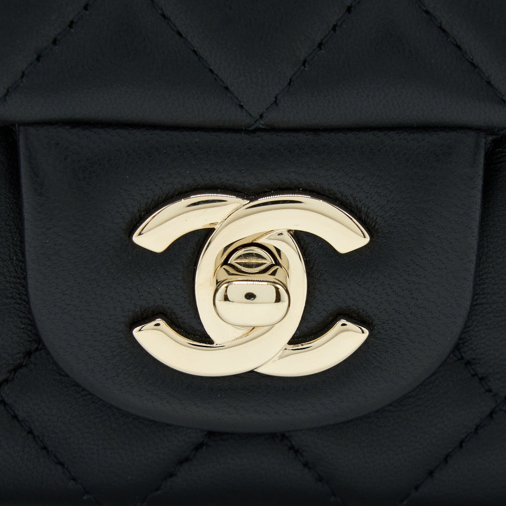 Chanel Mini Rectangular with coco bag charm Limited Edition Lambskin Black L