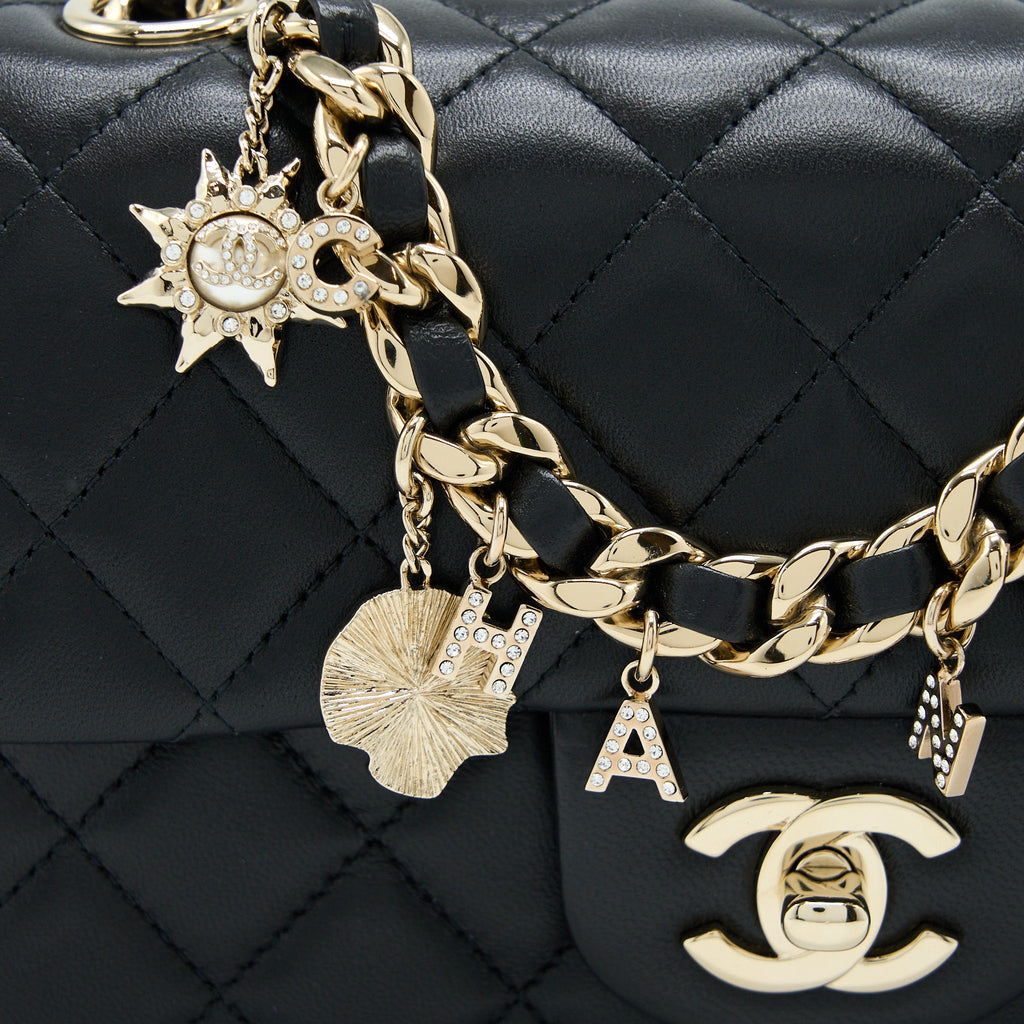 Chanel Mini Rectangular with coco bag charm Limited Edition Lambskin Black L