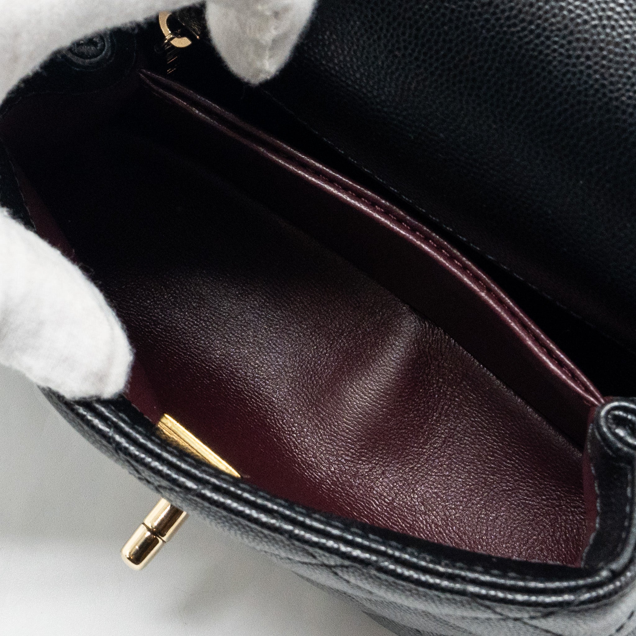 Chanel Mini Coco Handle with Lizard Embossed Handle Caviar Black L (microchip)