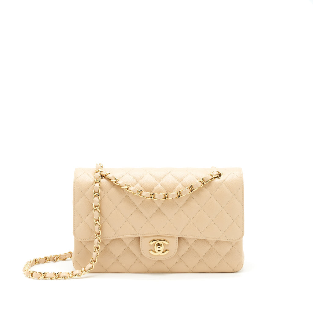 Chanel Classic Double Flap Bag Caviar Beige