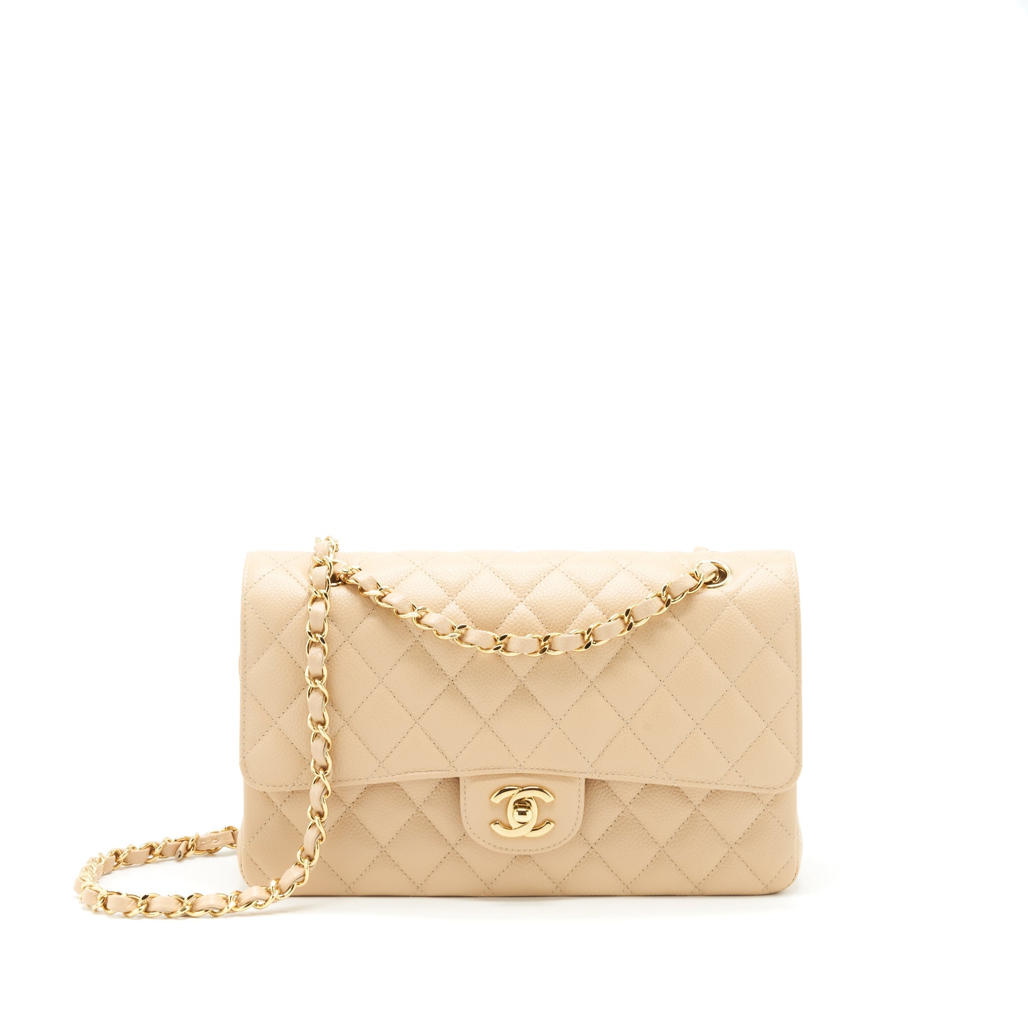 Chanel Classic Double Flap Bag Caviar Beige