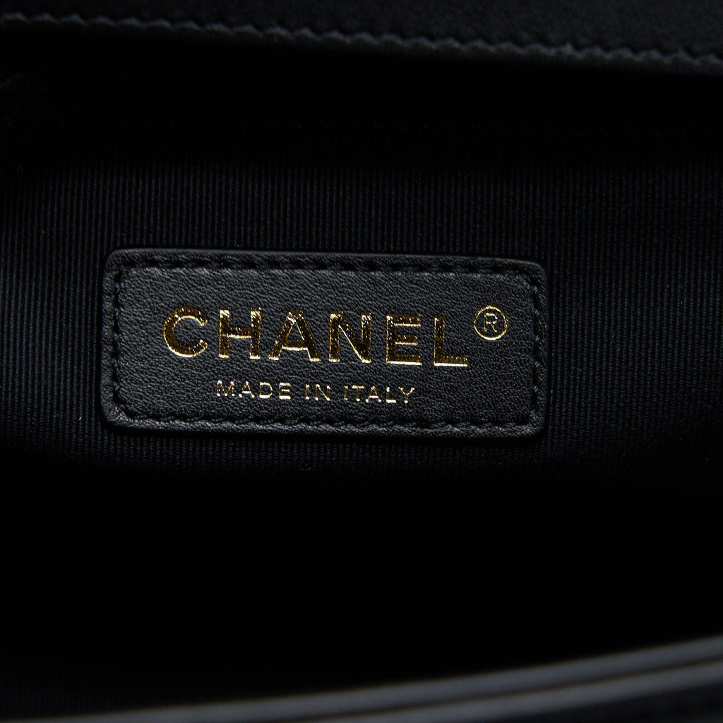 Chanel Medium Boy Bag Calfskin Black  (Microchip)