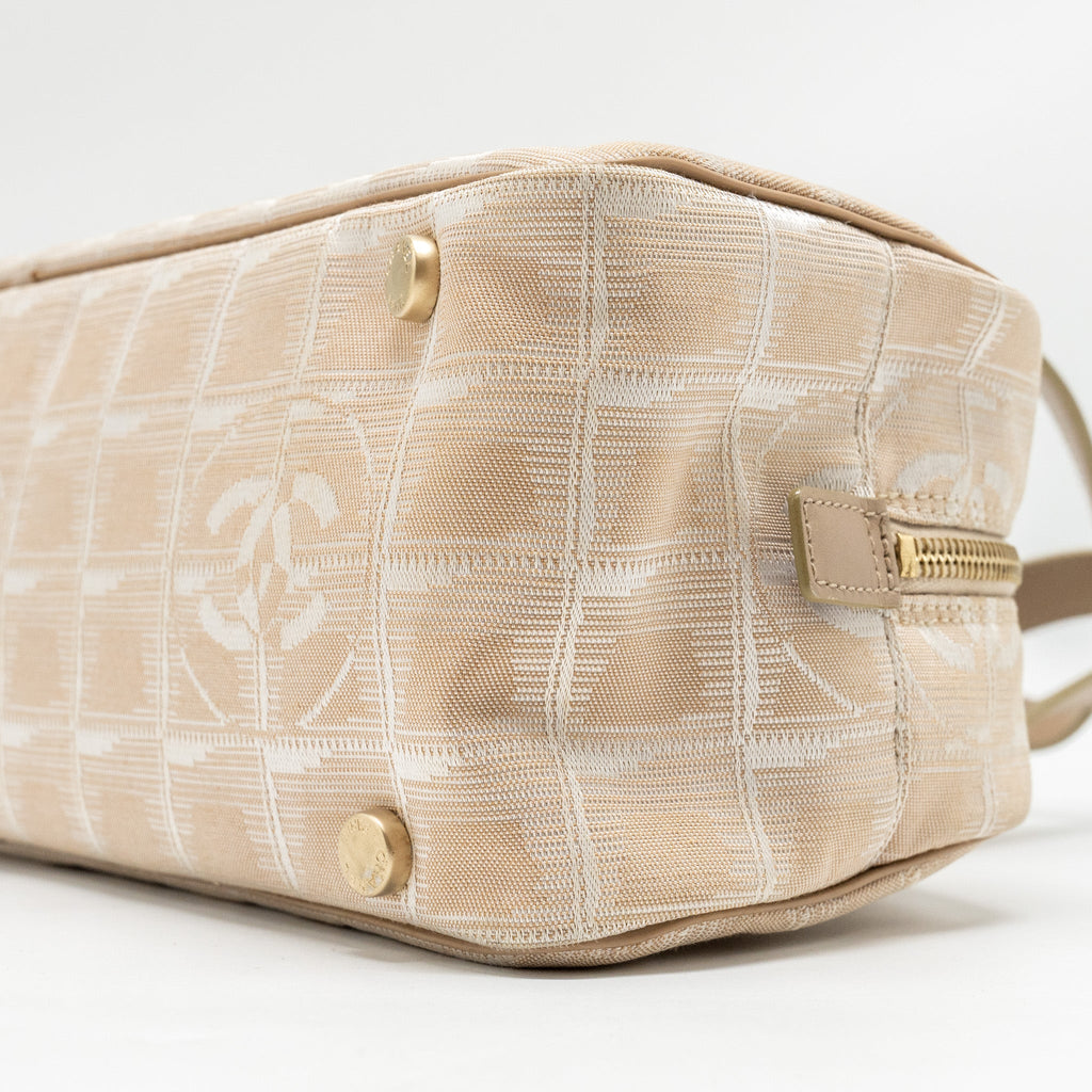 Chanel Vintage Travel Line Bowler Bag Canvas/Leather Beige