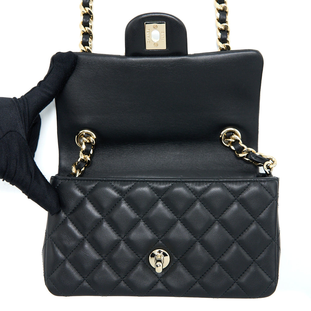 Chanel Mini Rectangular with coco bag charm Limited Edition Lambskin Black L