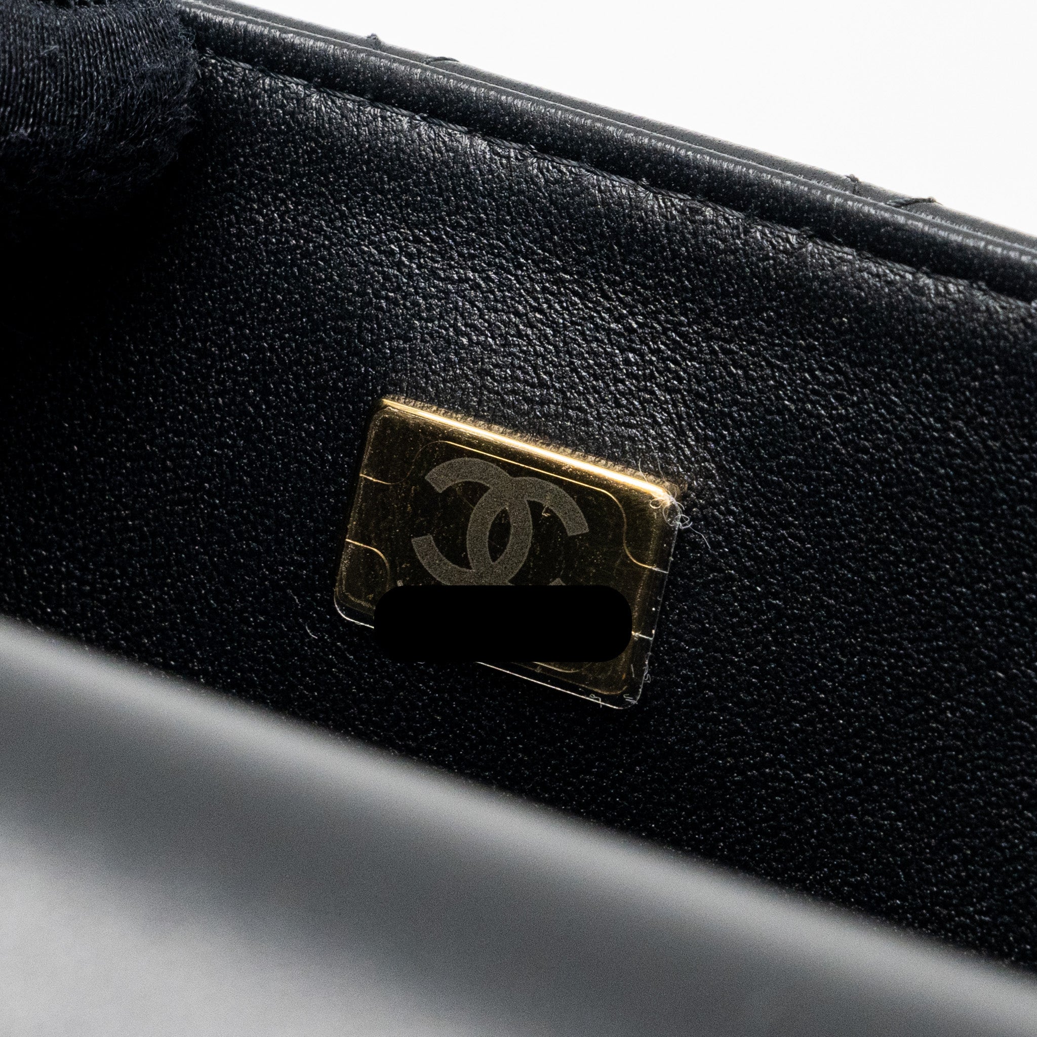 Chanel Top Handle Mini Rectangular Flap Bag Lambskin Black L (Microchip )