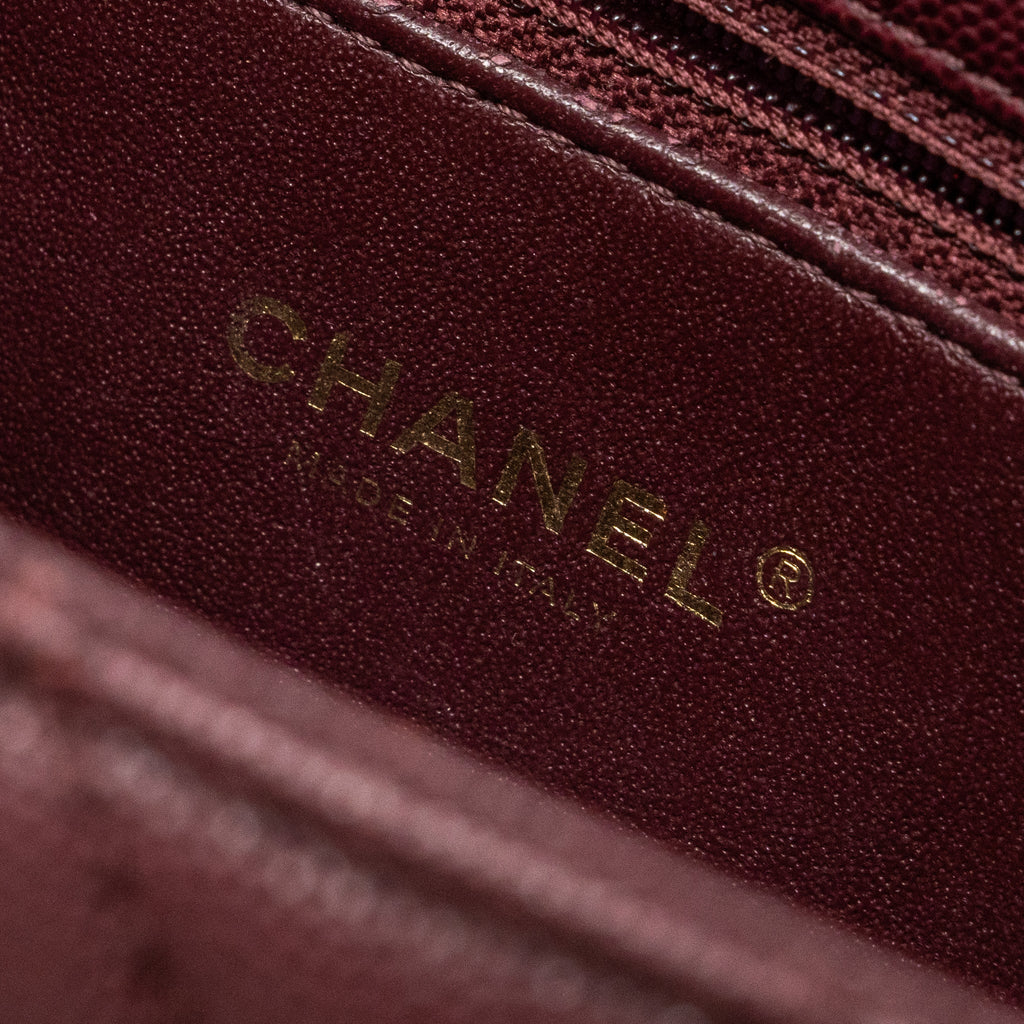 Chanel Medium Coco Handle With Lizard Handle Caviar Burgundy