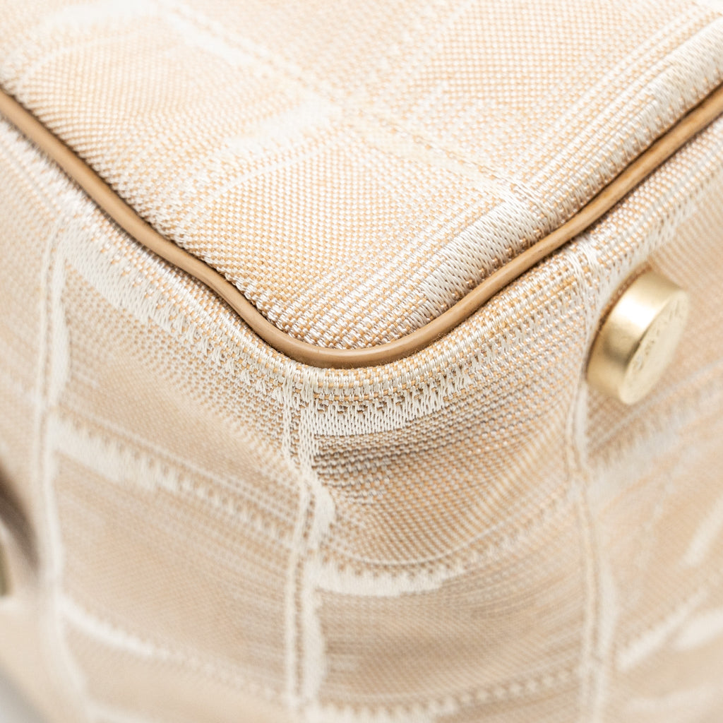 Chanel Vintage Travel Line Bowler Bag Canvas/Leather Beige