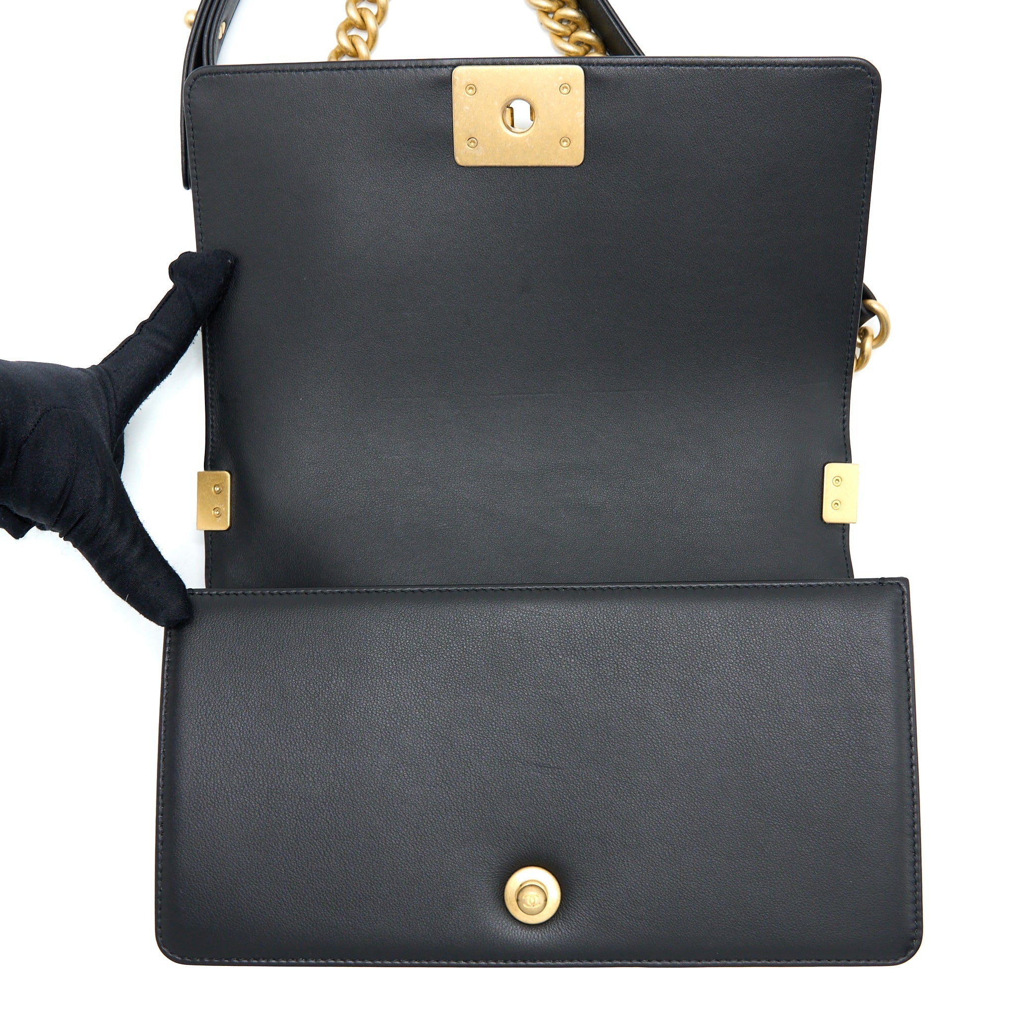 Chanel Medium Boy Bag Calfskin Black  (Microchip)