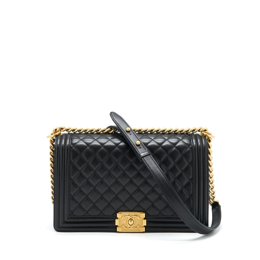 Chanel Boy Bag New Medium (28cm) Lambskin Black Ruthenium