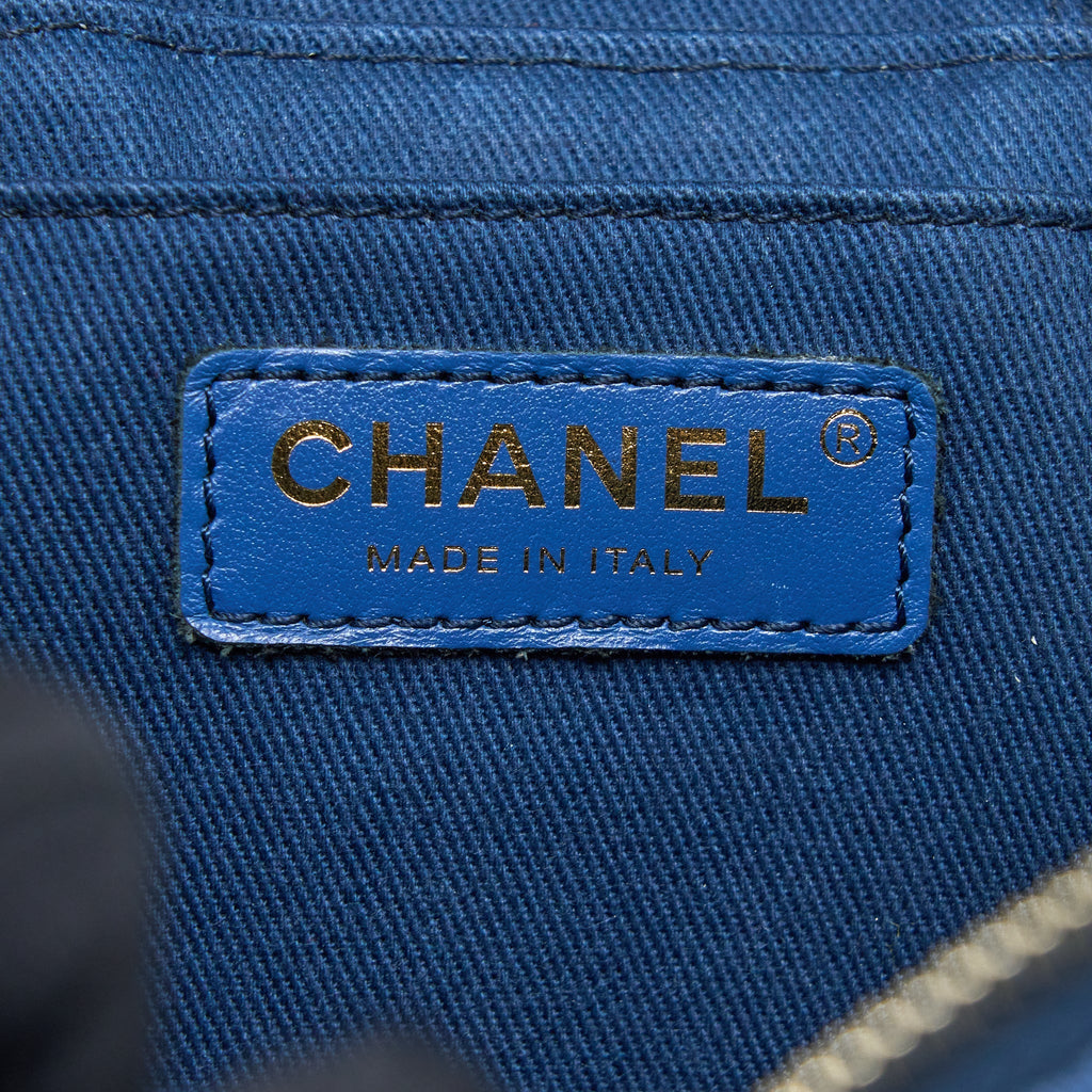 Chanel Top Handle Crossbody Vanity Case Denim Blue Brushed