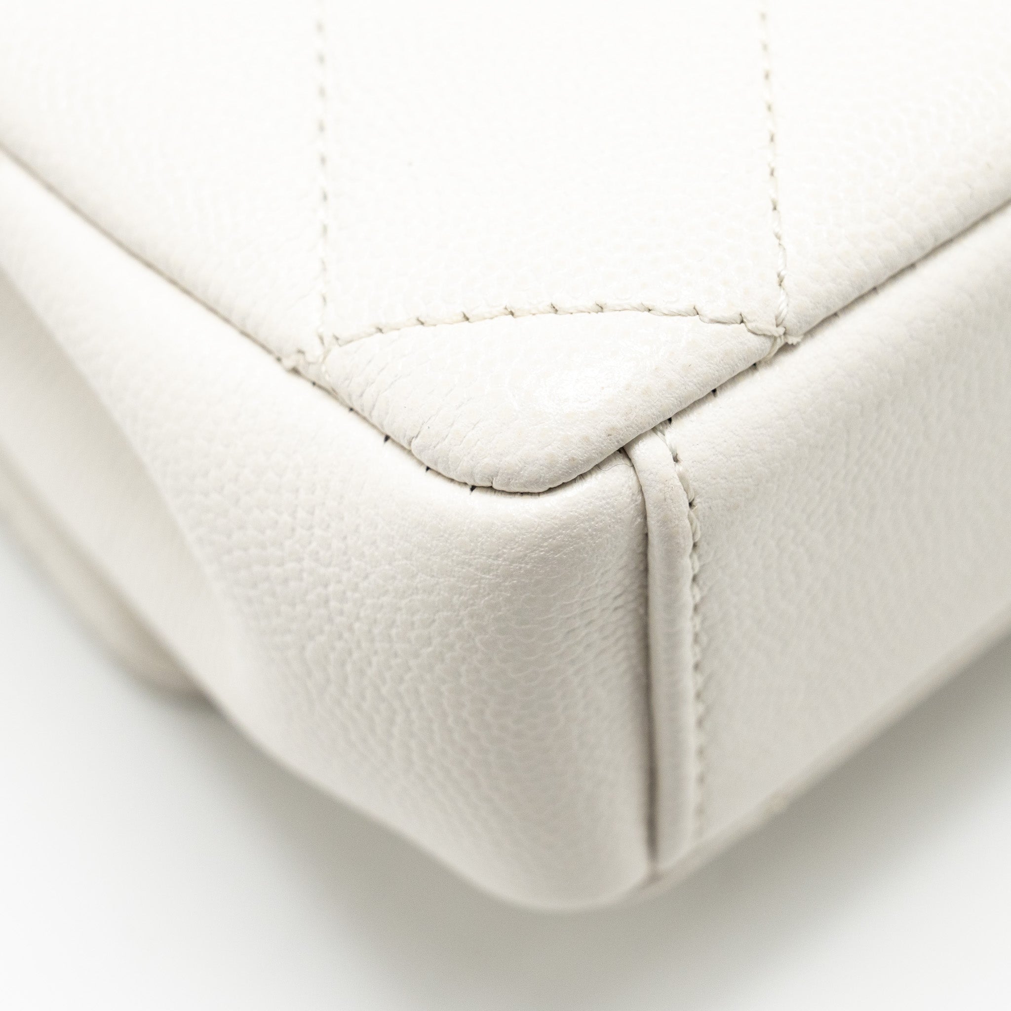 Chanel My Everything Mini Flap Bag Quilted Caviar White Black Hardware