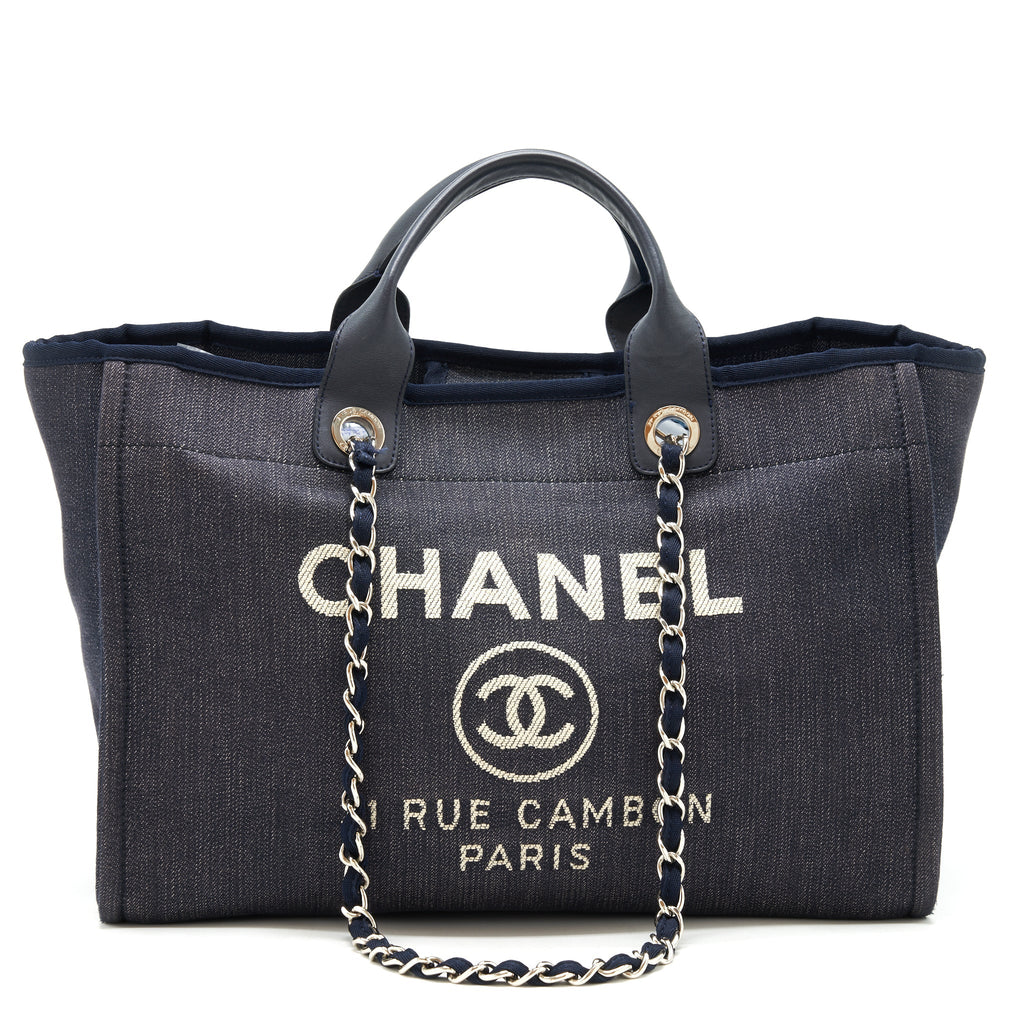 Chanel Large deauville Tote bag Denim Navy