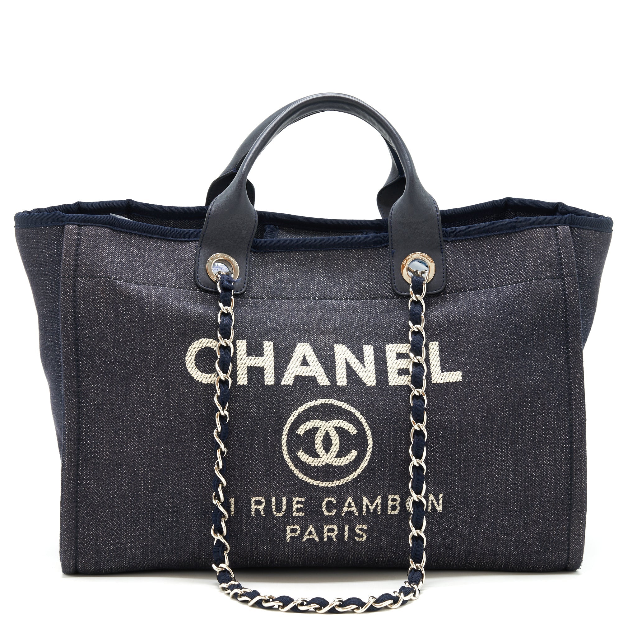 Chanel Large deauville Tote bag Denim Navy