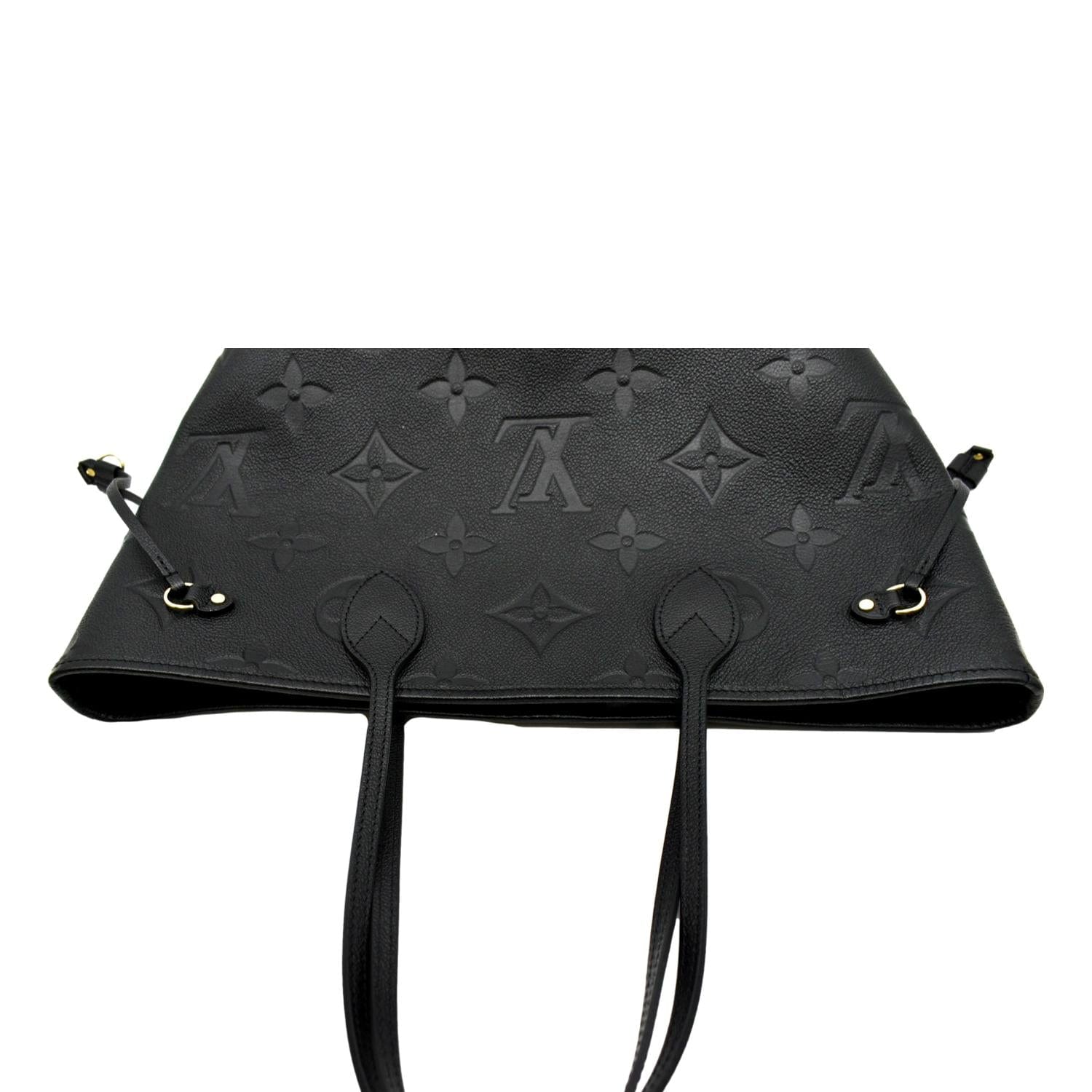 LOUIS VUITTON Neverfull MM Monogram Empreinte Leather Tote Bag Black
