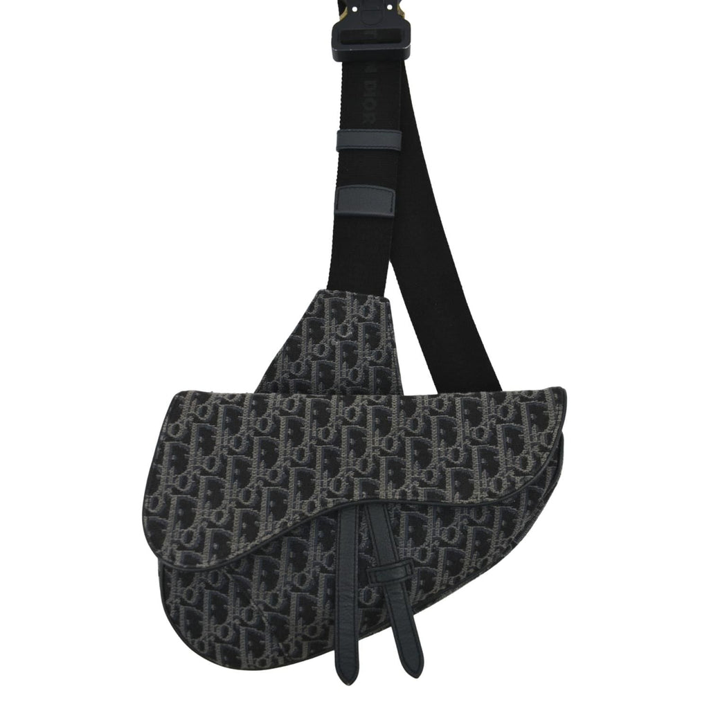 CHRISTIAN DIOR Saddle Oblique Jacquard Crossbody Bag Black