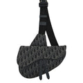 CHRISTIAN DIOR Saddle Oblique Jacquard Crossbody Bag Black