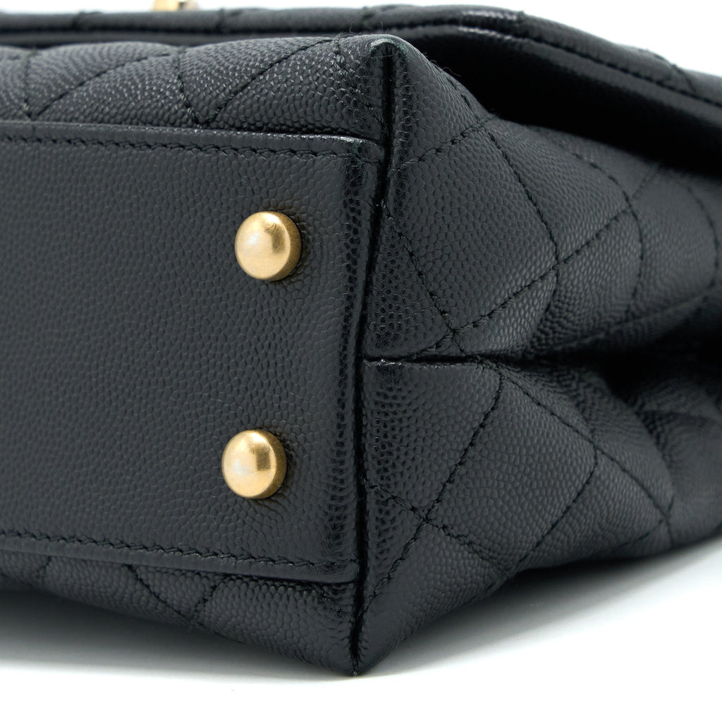 Chanel Small Coco Handle Caviar With Lizard Handle Black