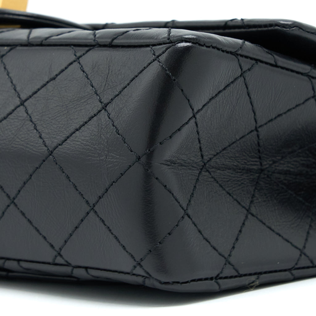 Chanel Small 2.55 Reissue Flap Bag Aged Calfskin Black Brushed  (Microchip)