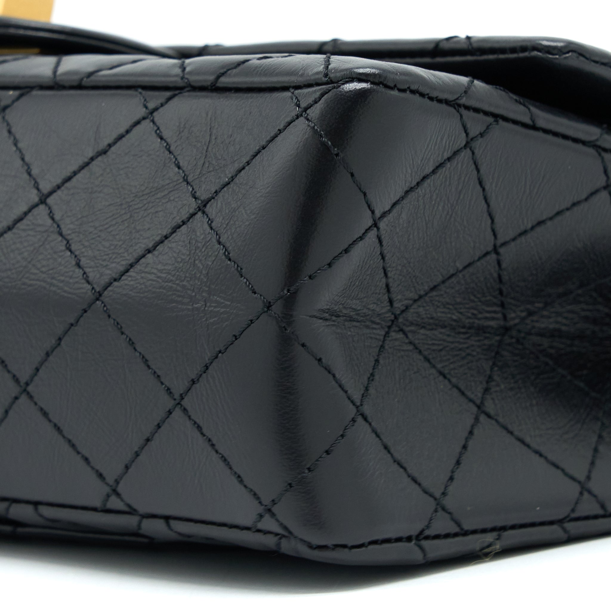 Chanel Small 2.55 Reissue Flap Bag Aged Calfskin Black Brushed  (Microchip)