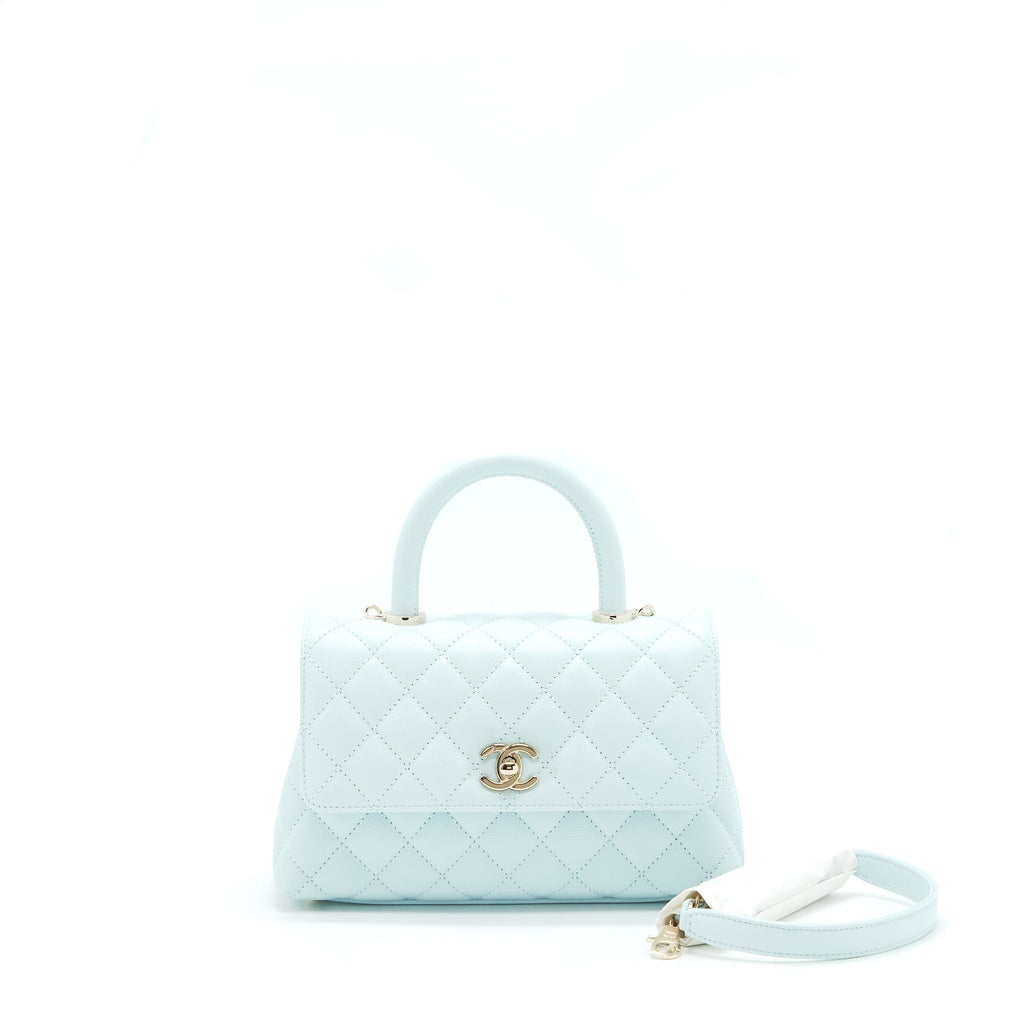 Chanel 21K Baby Blue Coco Handle Small (Old Mini) 24cm L