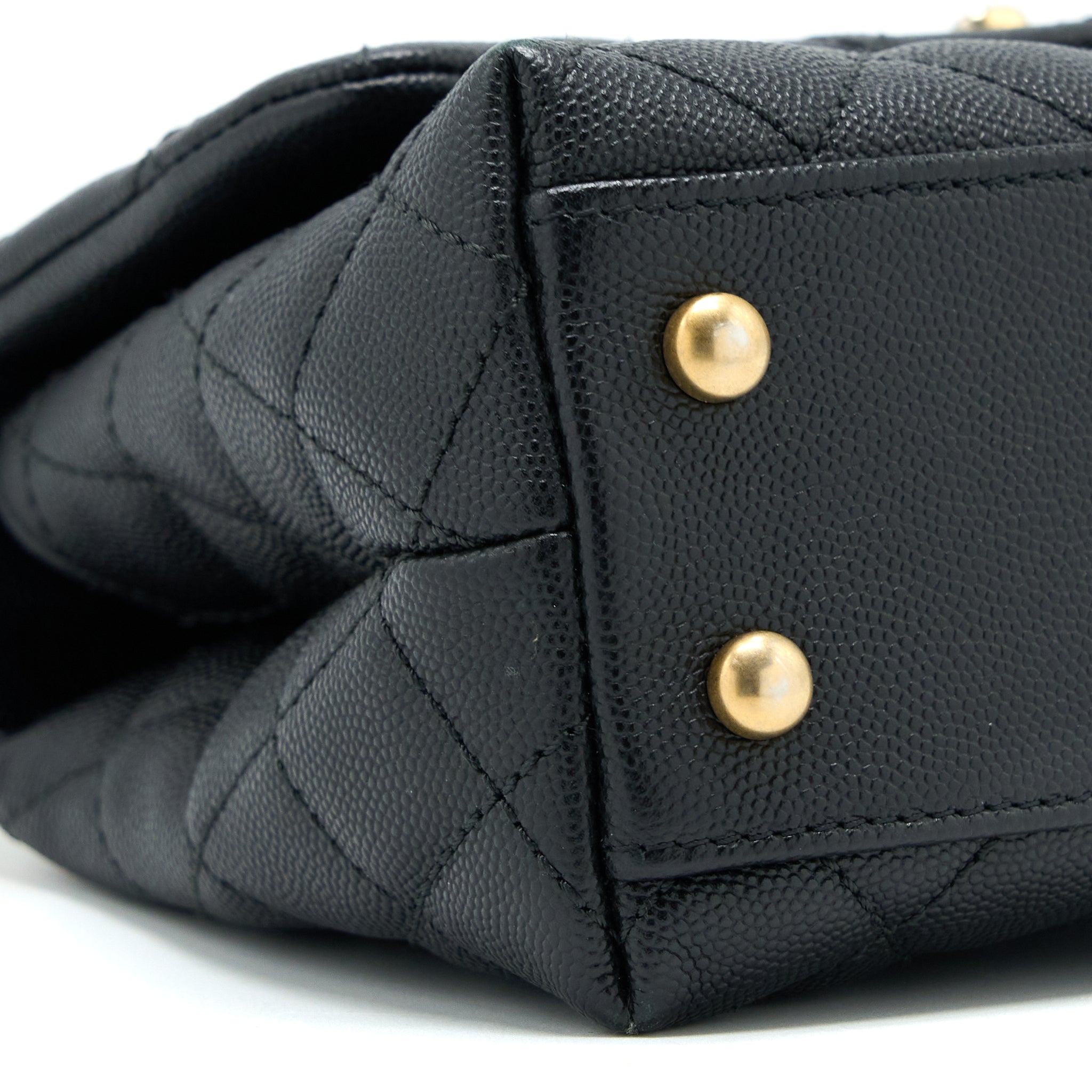 Chanel Small Coco Handle Caviar With Lizard Handle Black