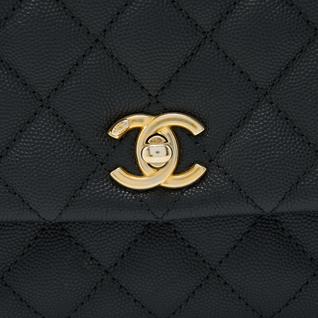 Chanel Small Coco Handle Caviar With Lizard Handle Black