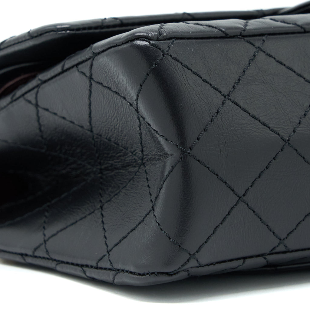 Chanel Small 2.55 Reissue Flap Bag Aged Calfskin Black Brushed  (Microchip)