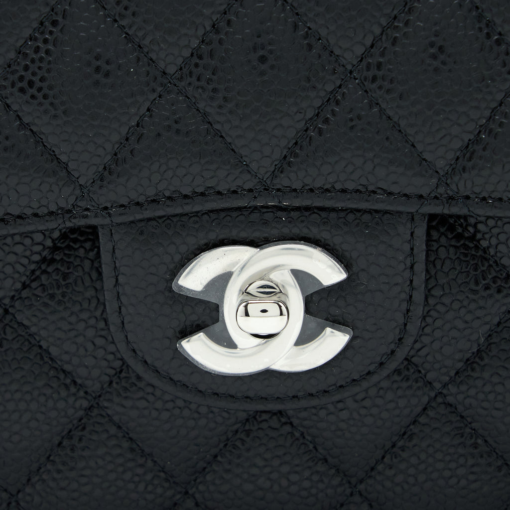 Chanel Small Classic Double Flap Bag Caviar Black  (Microchip)