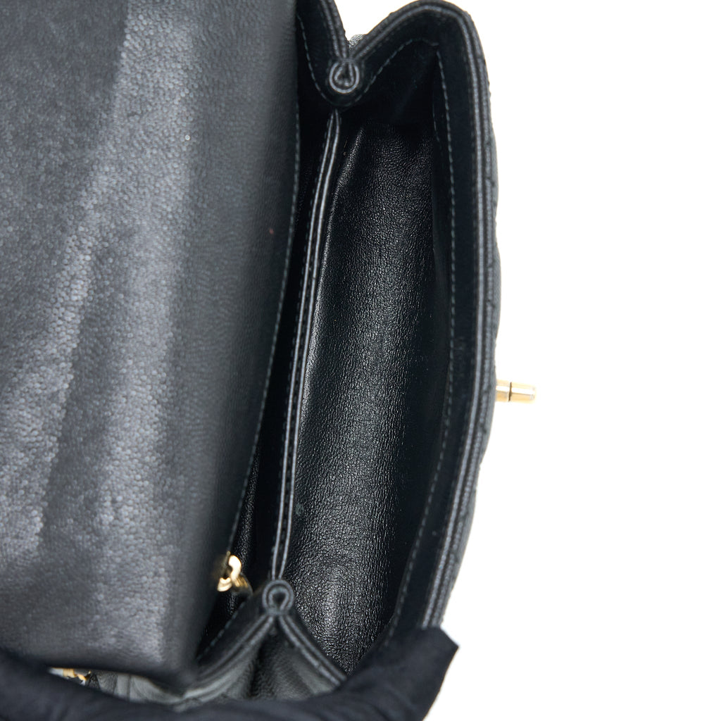Chanel Small Coco Handle Caviar With Lizard Handle Black