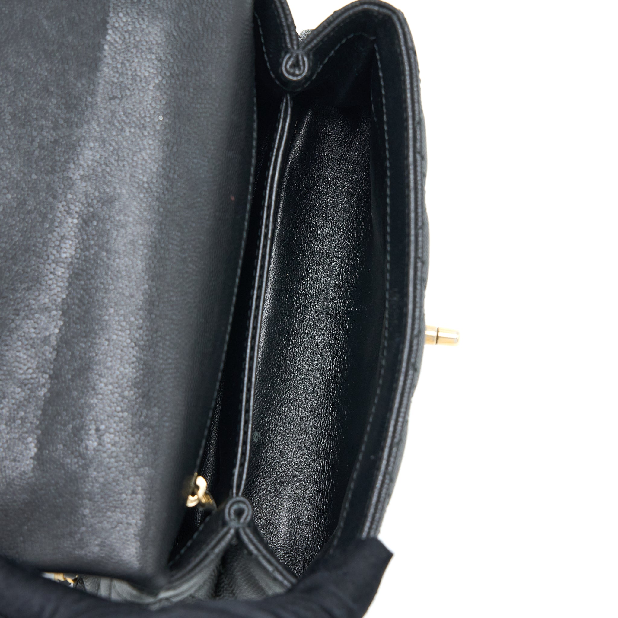 Chanel Small Coco Handle Caviar With Lizard Handle Black