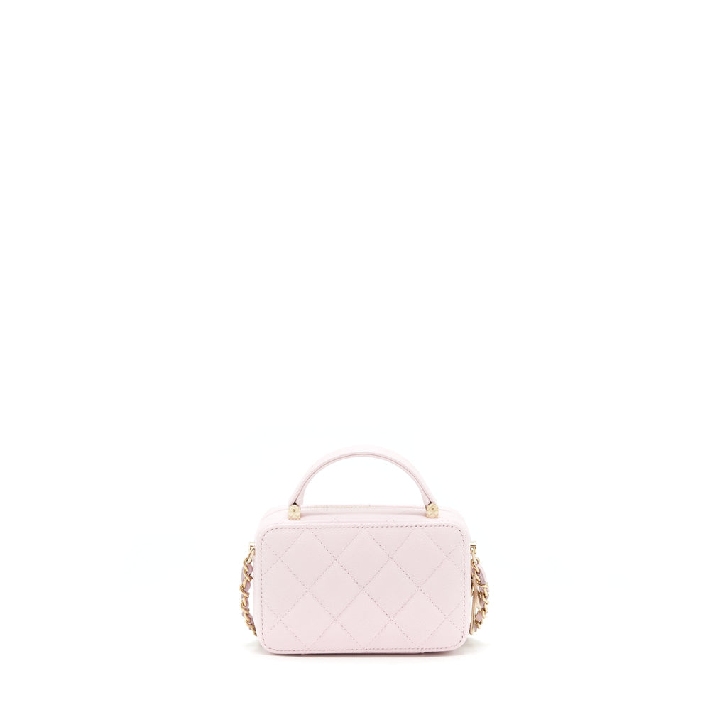 Chanel 22P Top Handle Mini Vanity With Chain Caviar Light Pink L