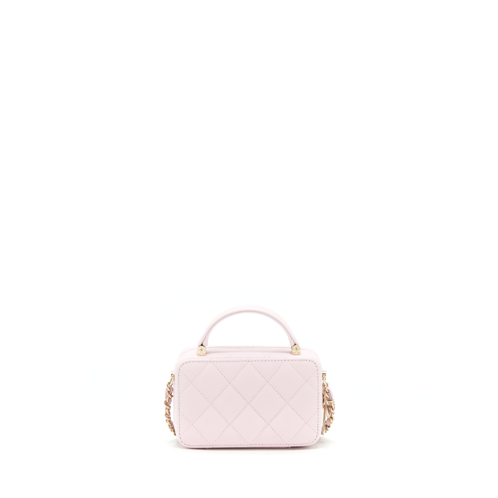 Chanel 22P Top Handle Mini Vanity With Chain Caviar Light Pink L