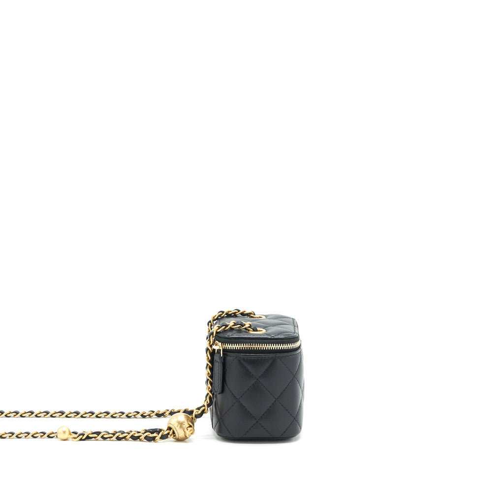 Chanel Pearl Crush Mini Vanity Case Lambskin Black