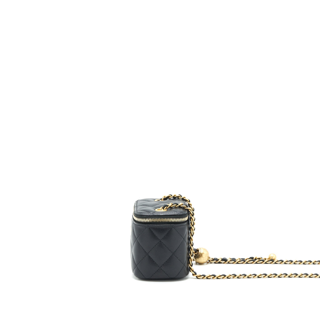 Chanel Pearl Crush Mini Vanity Case Lambskin Black