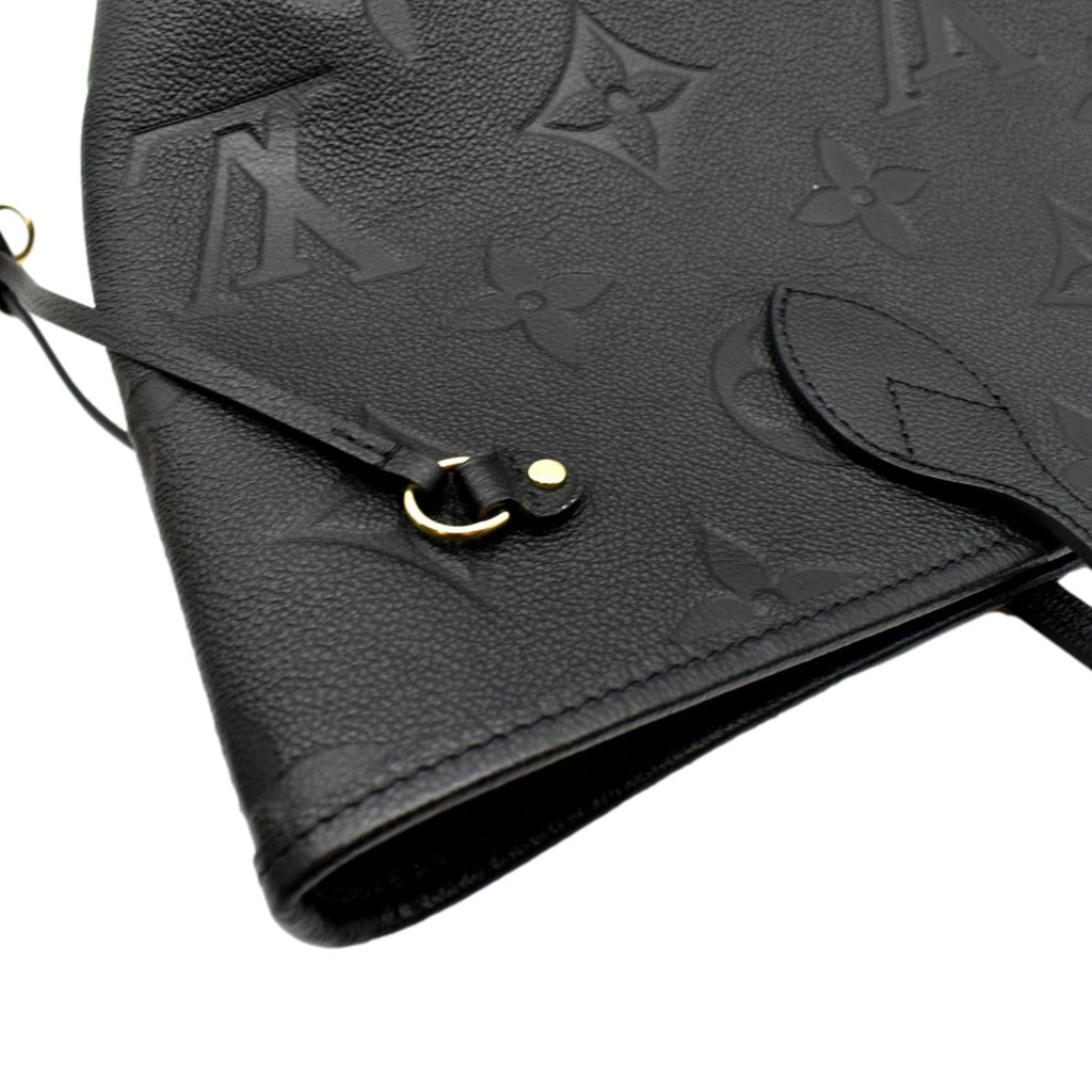 LOUIS VUITTON Neverfull MM Monogram Empreinte Leather Tote Bag Black