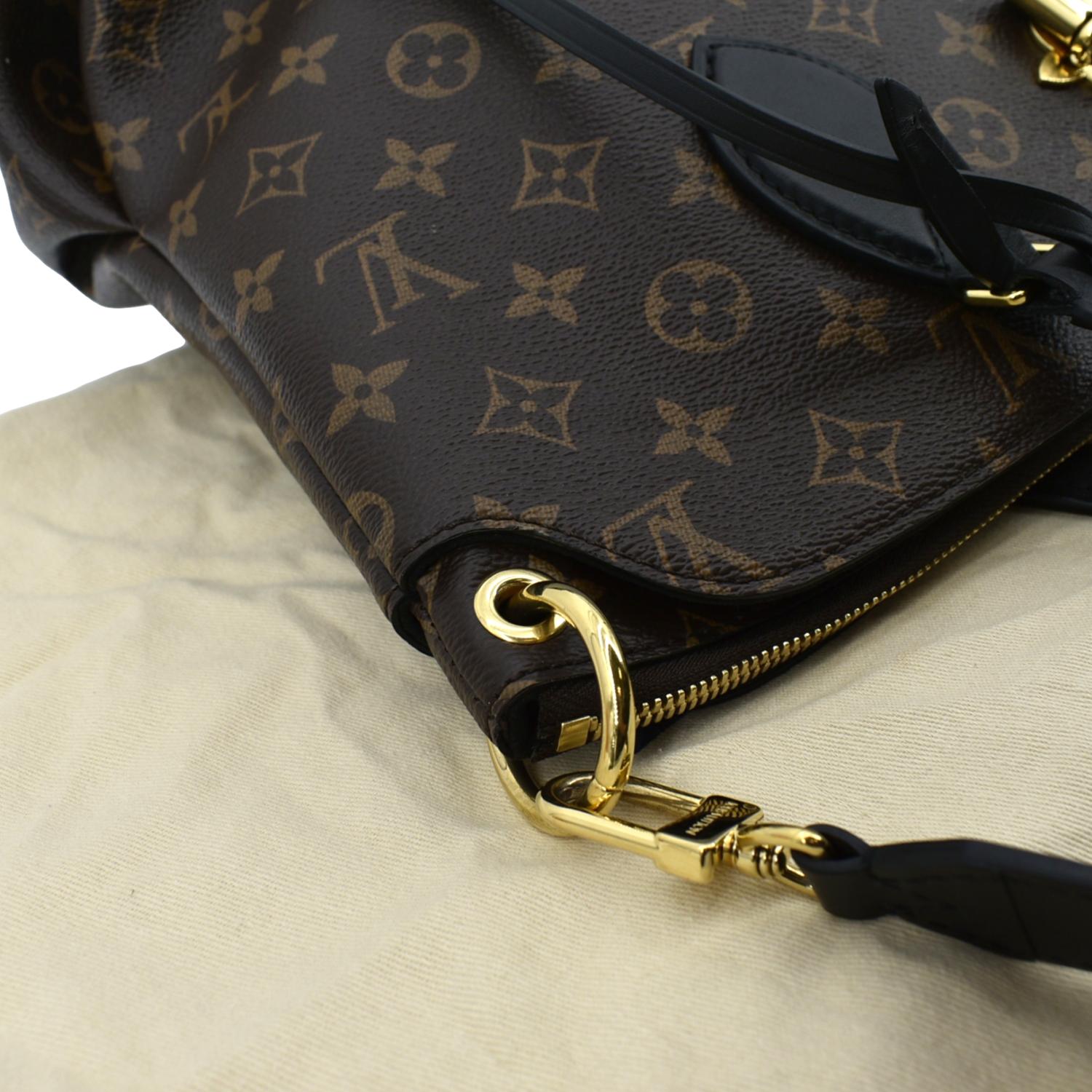 LOUIS VUITTON Flower Zipped MM Monogram Canvas Tote Bag Noir