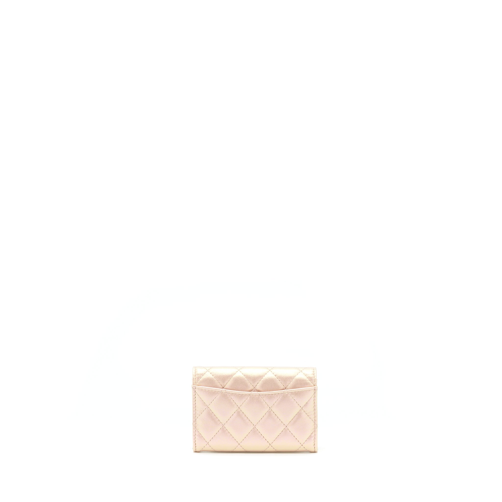 Chanel 21k Iridescent Pink Flap Card Holder