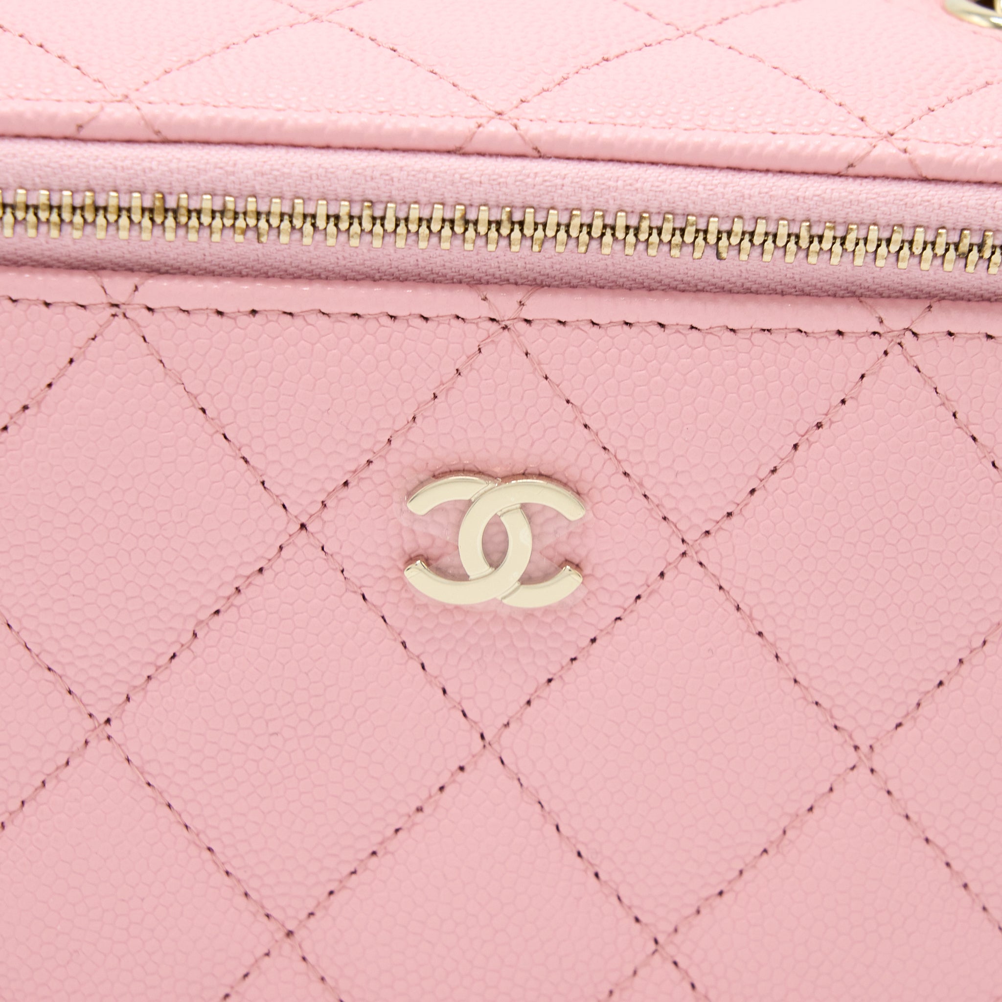 Chanel Long Vanity With Chain Caviar Pink L