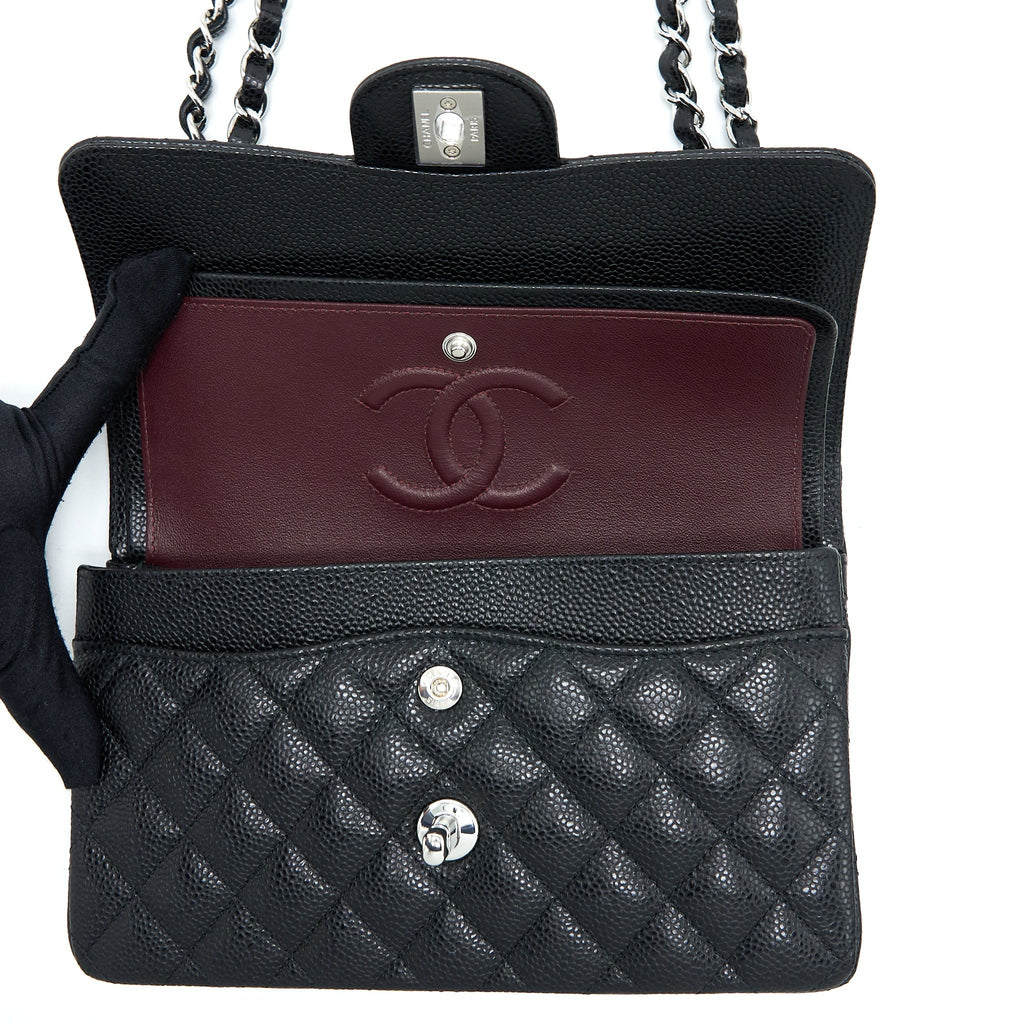 Chanel Small Classic Double Flap Bag Caviar Black  (Microchip)