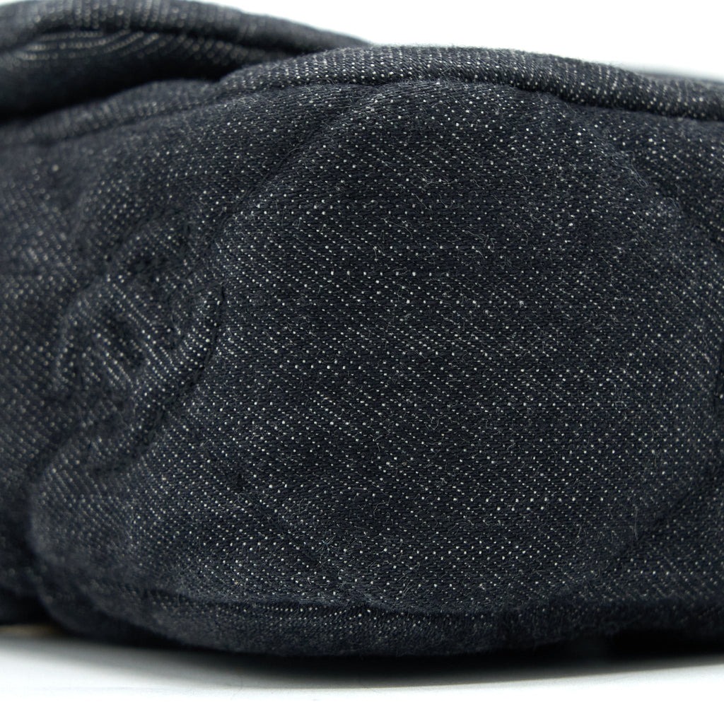 Chanel Flap Shoulder Bag with Giant Chain Denim Dark Blue Brushed  (Microchip)