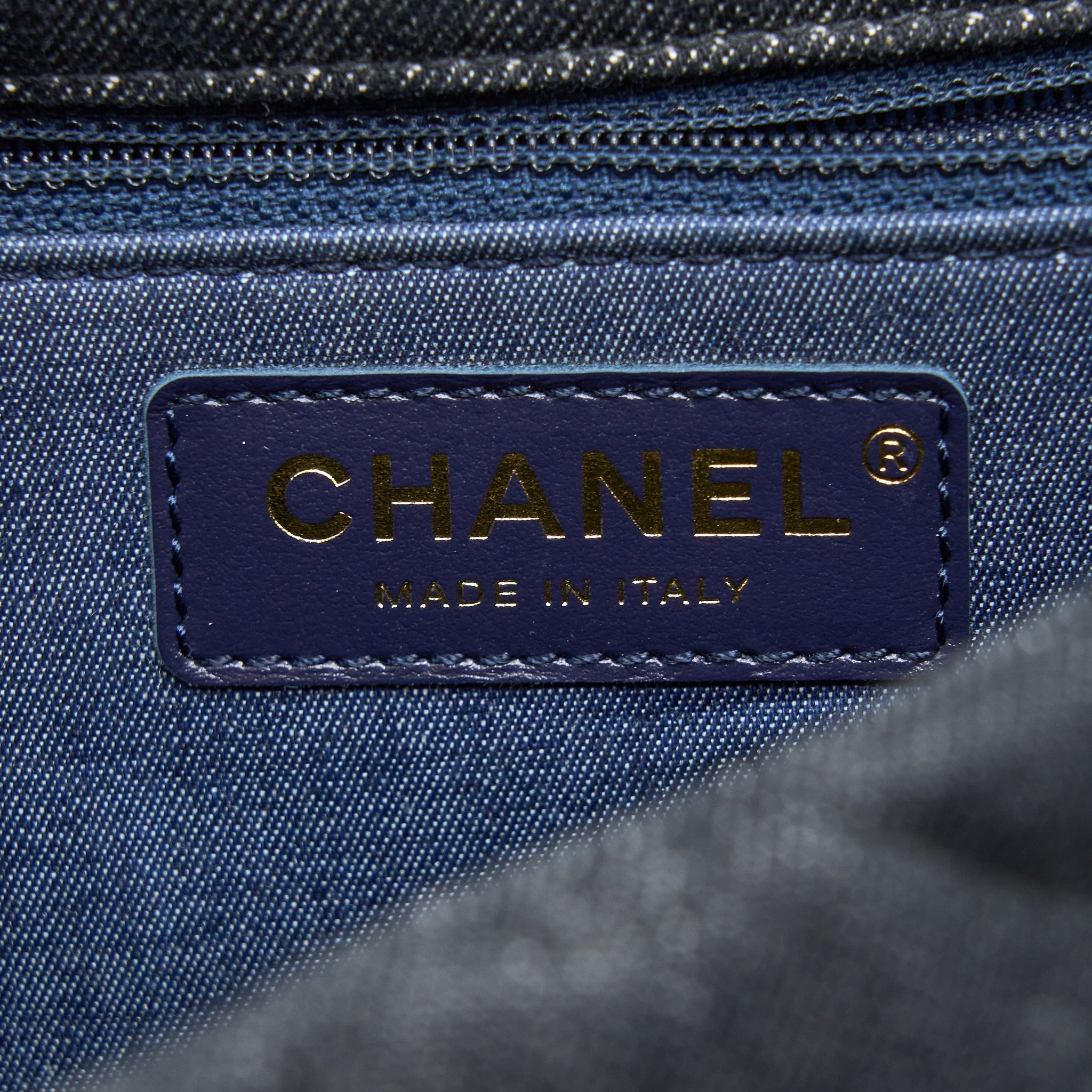 Chanel Flap Shoulder Bag with Giant Chain Denim Dark Blue Brushed  (Microchip)