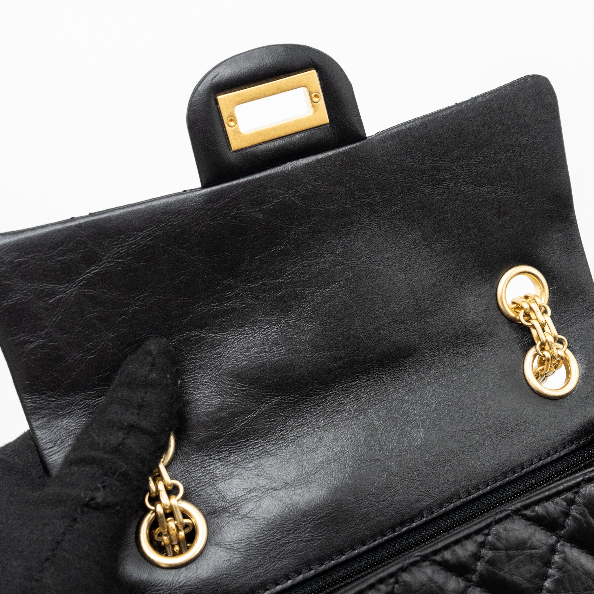 Chanel Mini 2.55 Reissue Flap Bag Aged Calfskin Black  (Microchip)