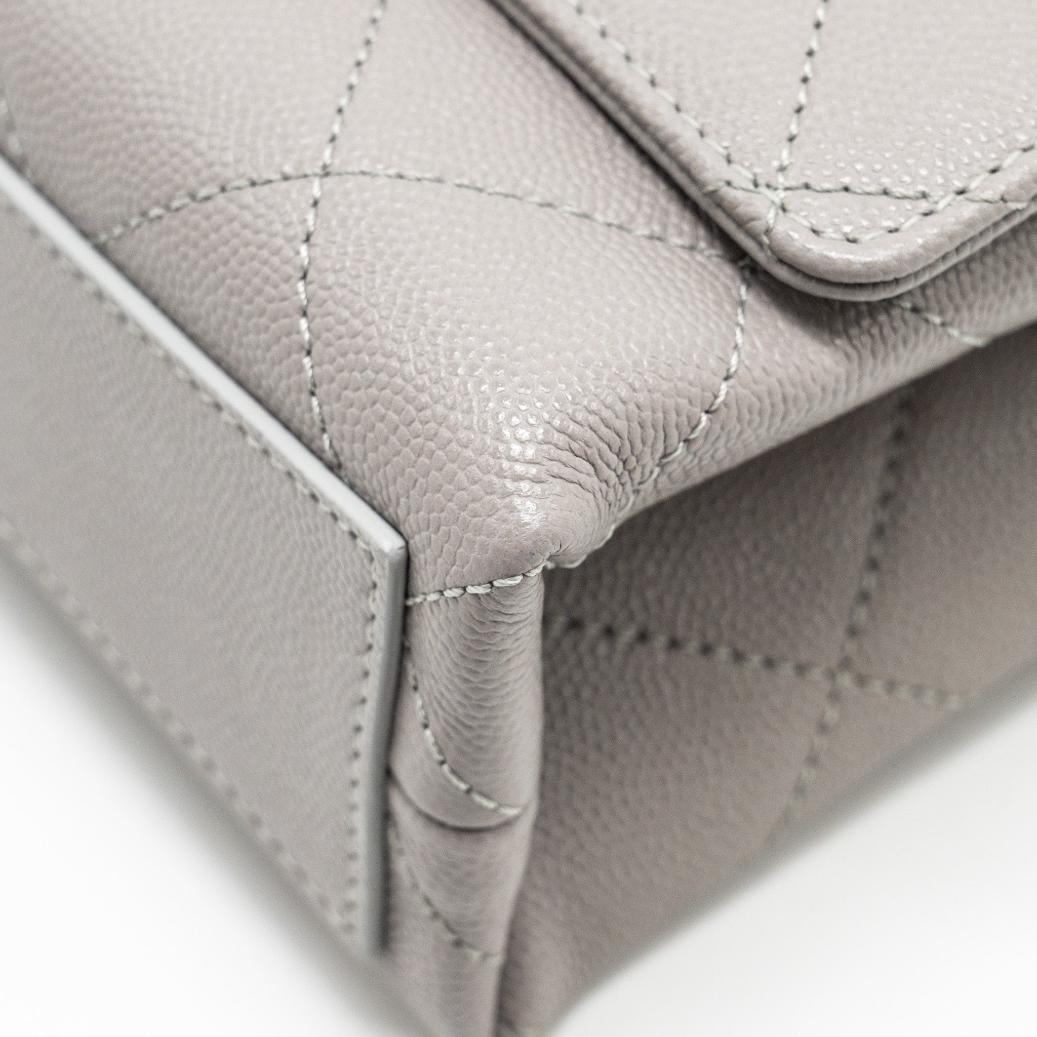 Chanel Mini Quilted Flap Bag With Chain Handle Caviar Grey  (microchip)